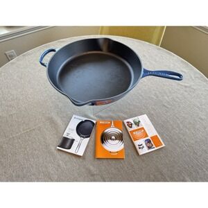 Le Creuset 34 cm 14" Enamelled Cast Iron Skillet Marseille Blue France